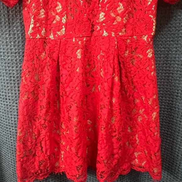 Lush Red Lace Mini Dress Size Large - Picture 5 of 7
